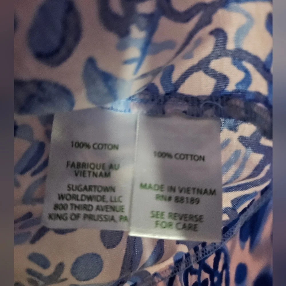 Lilly Pulitzer Haydn Mini Dress Short Puff Sleeve Blue Oceanscape Print Pink - Picture 5 of 8